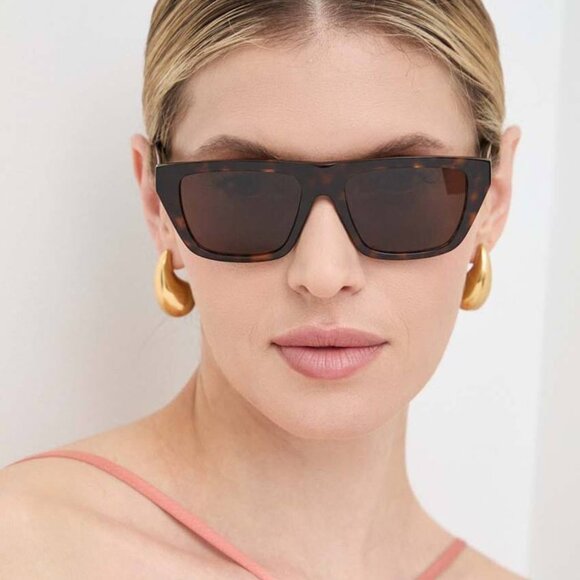 Bottega Veneta BV1291S 002 Sunglasses Havana Rectangle Frame, Brown Lenses - Picture 2 of 10